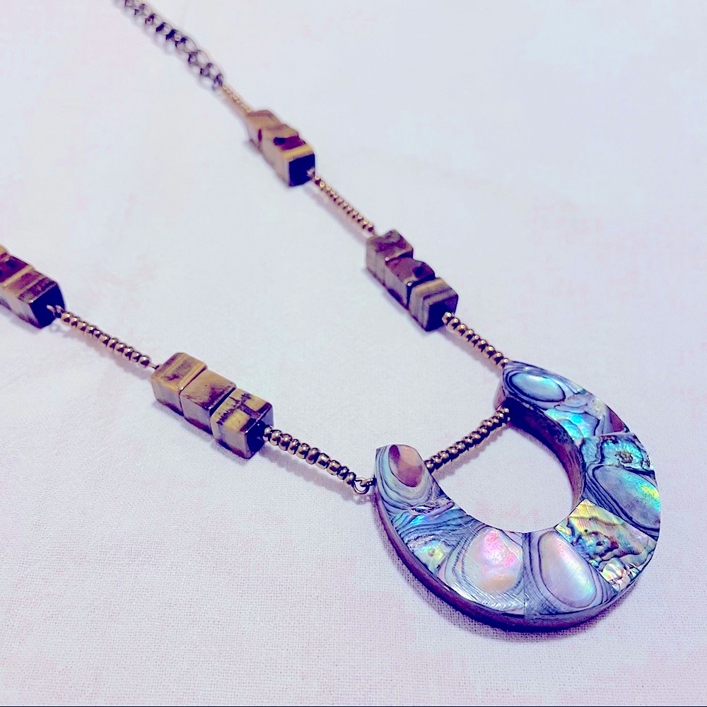 Long boho crescent moon necklace
